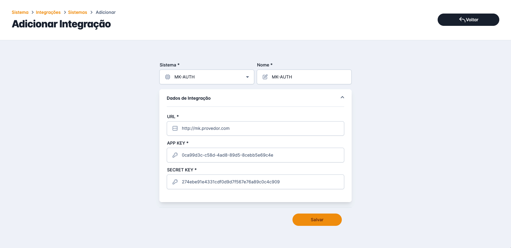 adicionar integração