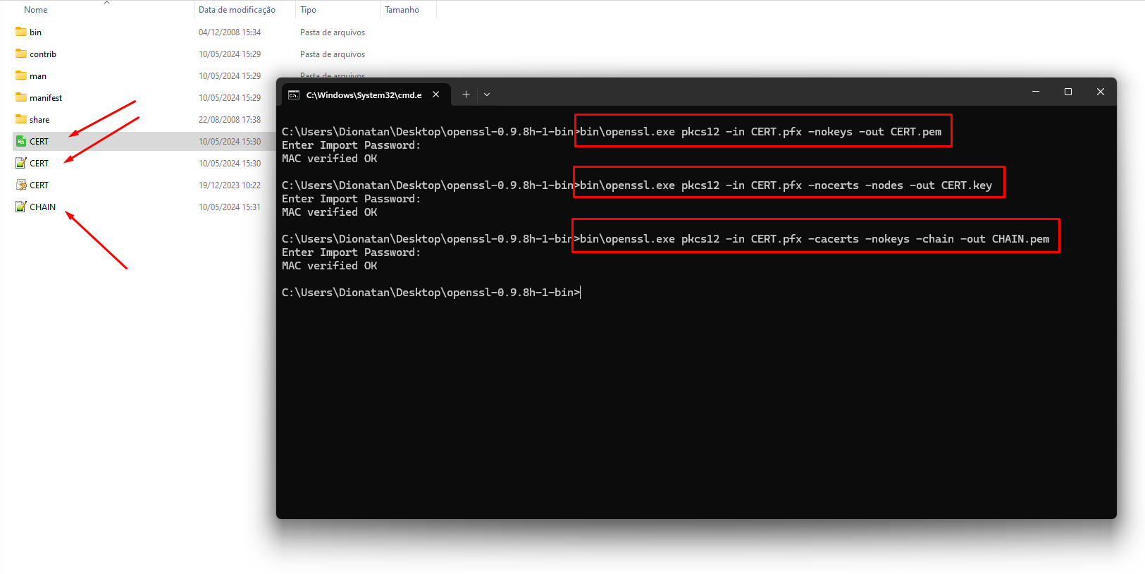 converter certificado