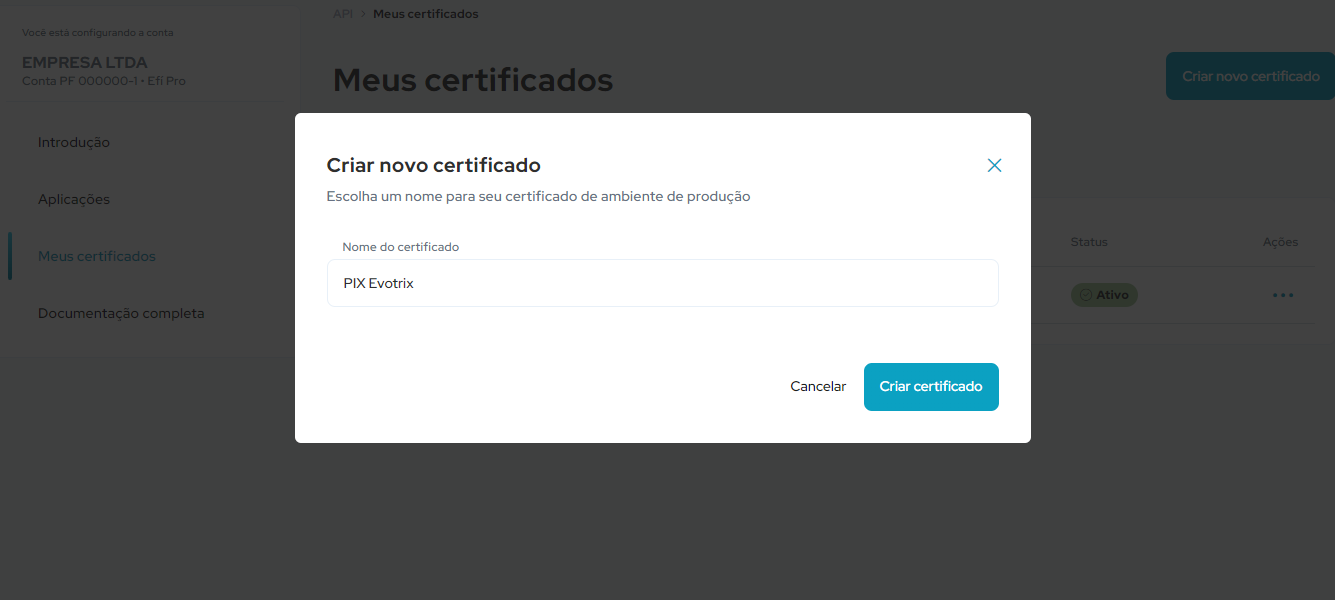 efi certificado add