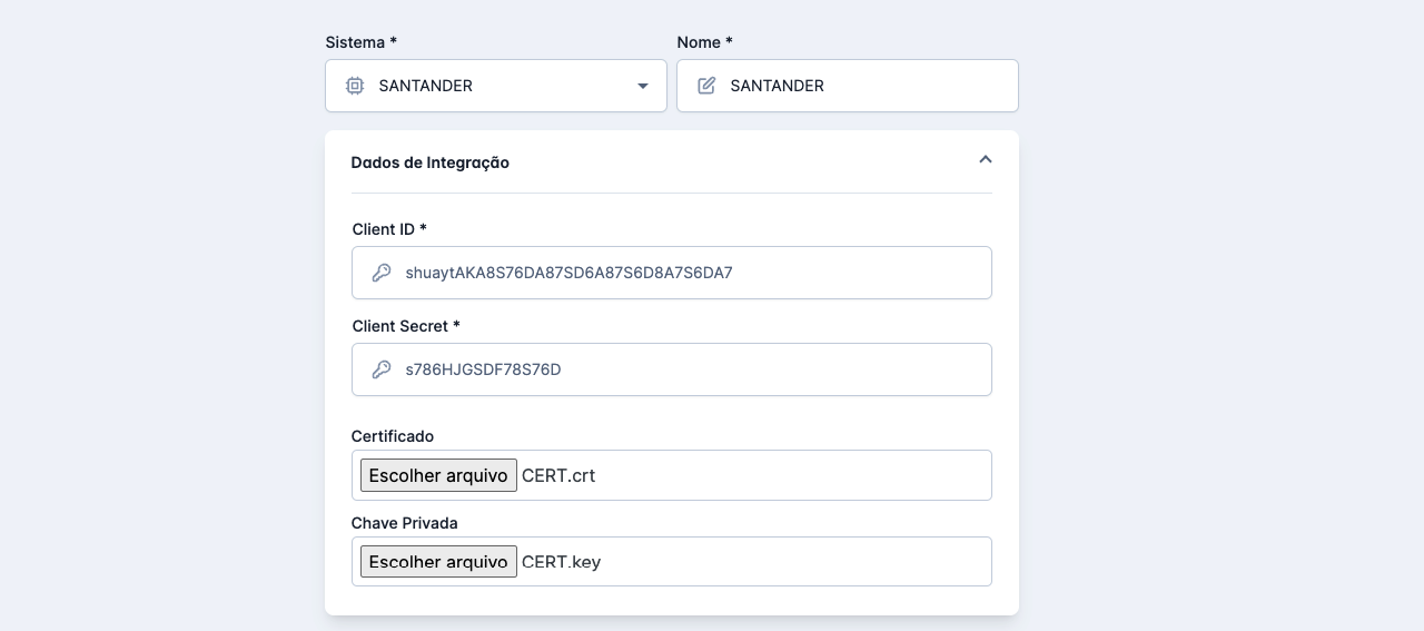 integracao santander