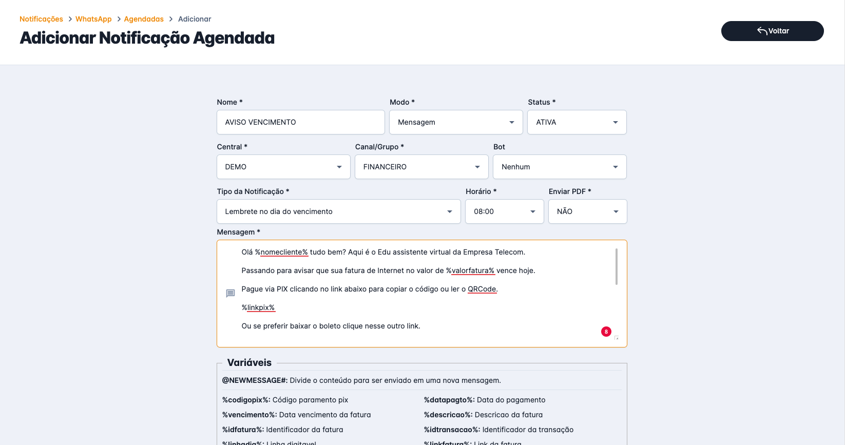 notificacao agendada