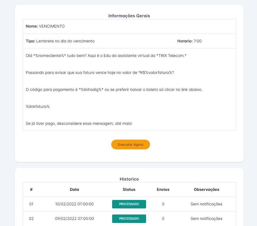 processamento notificacao